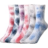 Geyoga 6 Pairs Tie Dye Soft Fluffy Fuzzy Socks for Women Cozy Winter Warm Valentine's Day Gifts No-shedding Slipper Plush Sleeping Sock Adult