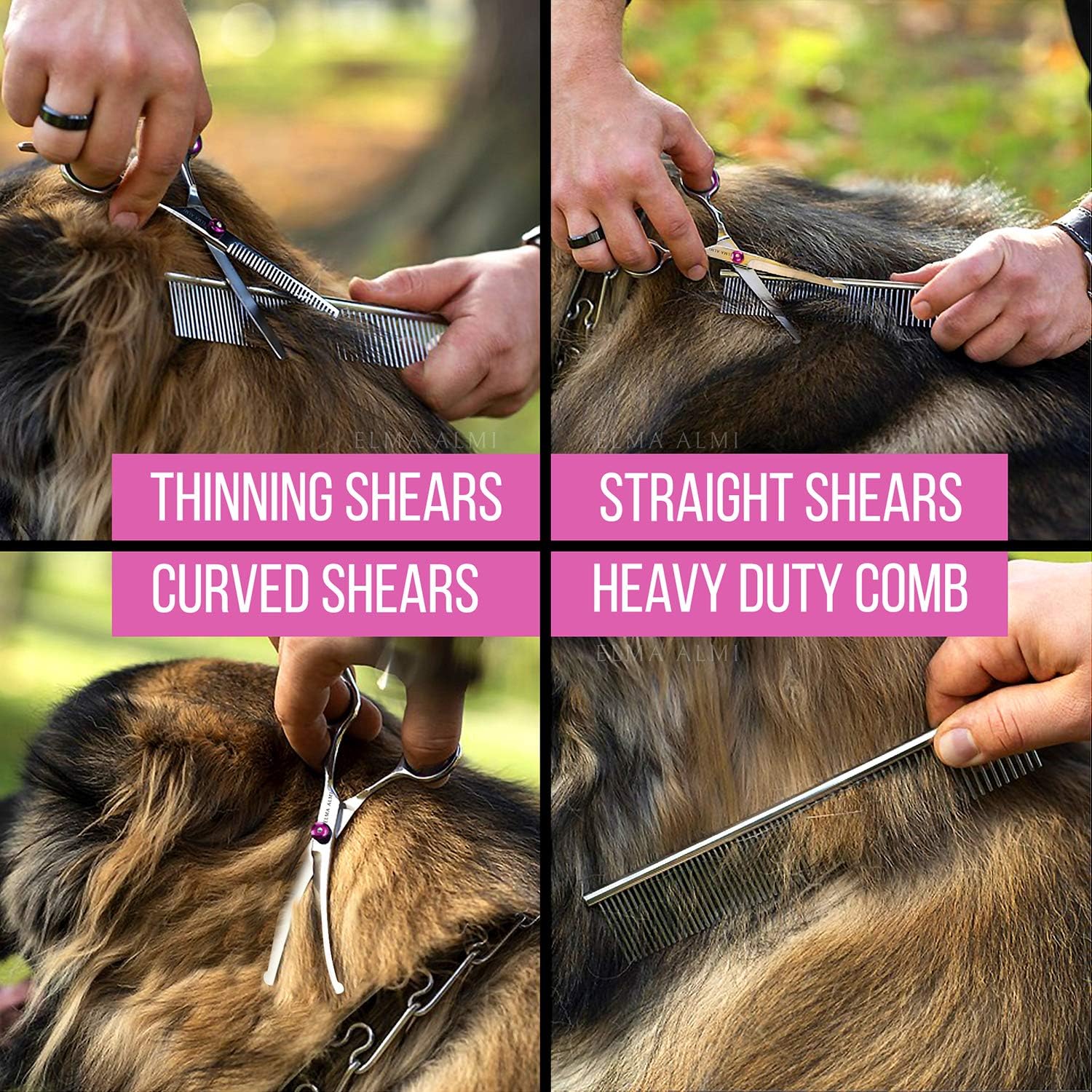 ELMA ALMI Dog Grooming Scissors - Dog Scissors for Grooming, Pet Grooming Scissors, Grooming Scissors for Dogs: Home Improvement