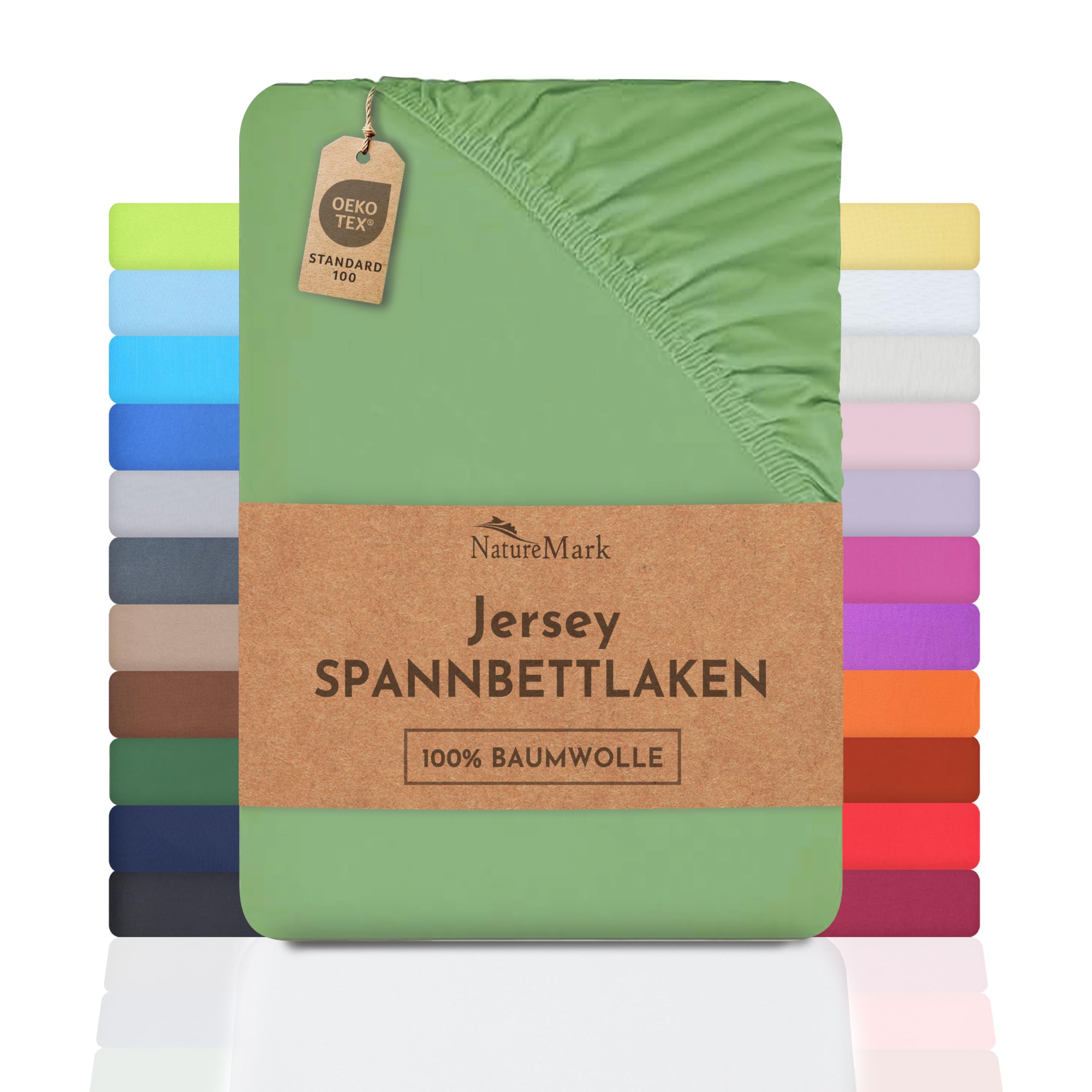 NatureMark Jersey Fitted Sheet 100% Cotton in Many Sizes and Colours Brand Quality Oeko-Tex Standard 100 | 120 x 200 cm - Jade