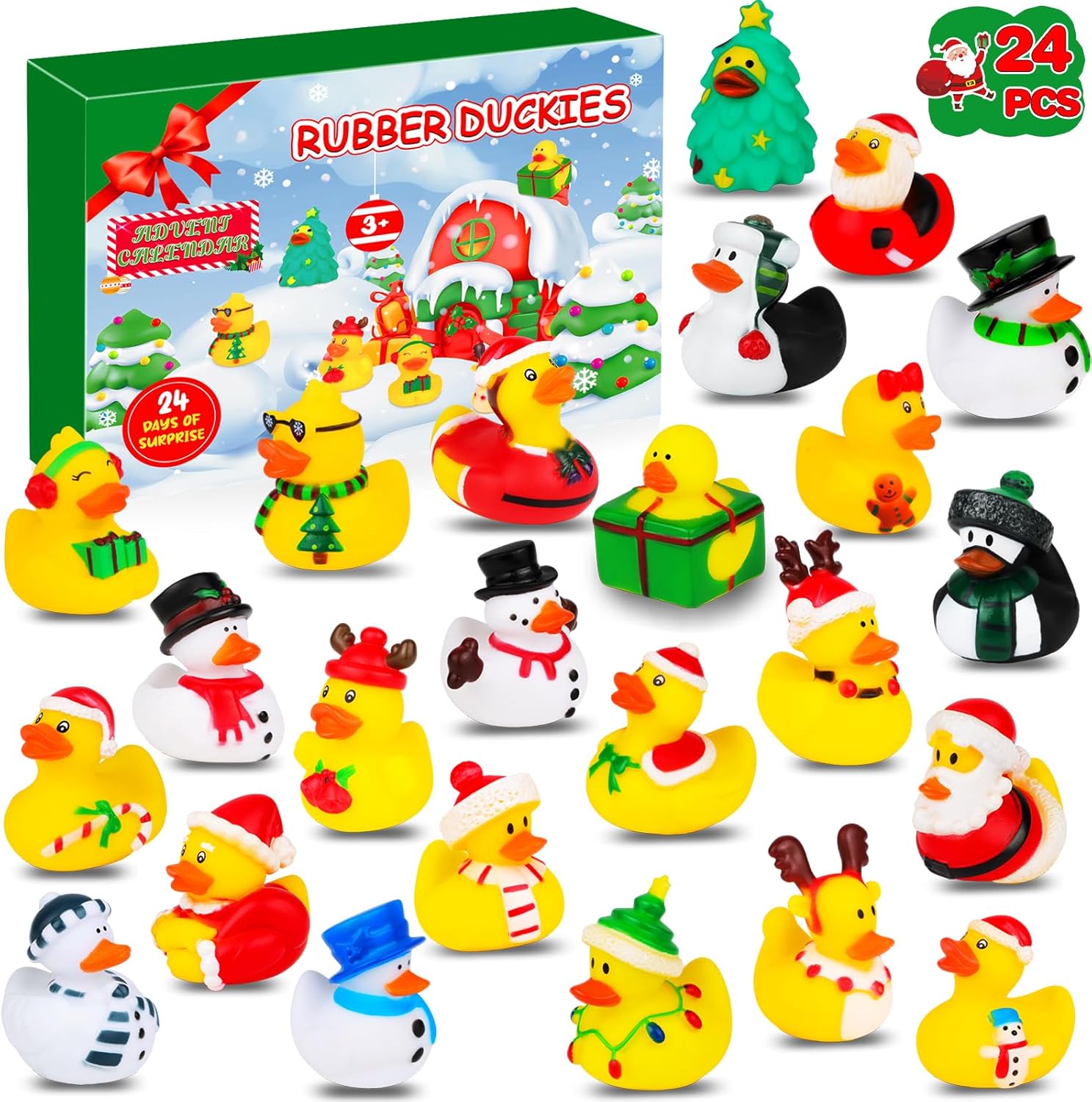 Advent Calendars - Advent Calendar 2023 Christmas Ducks - 24 Days Christmas Countdown with 24 Santa Rubber Ducks Bath Toys, Christmas Gifts Party Favors for Boys, Girls, Toddlers and Kids