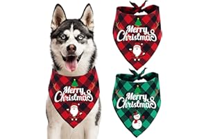 GOYOSWA 2 Pack Christmas Dog Bandanas for Large Dogs, Buffalo Plaid Dog Bandana Triangle Scarf Christmas Dog Cosumes for Smal