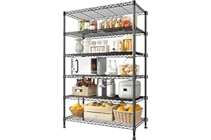 REIBII 71" H Metal Shelves 6 Tier Storage Shelves 1200LBS Adjustable Shelving Units and Wire Shelving Unit Storage Rack Shelf Metal Shelving, 71" H x 29" W x 14" D