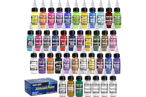 HOMY ARTY Airbrush Paint - 36 Colors with 4 Thinner, Ready to Spray Airbrush Paint Set, Water-Based Acrylic Air brush Paints for Metal, Plastic Models, Canvas, Wood, 20ml/Bottle