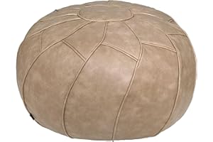 Thgonwid Unstuffed Pouf Cover - Round Foot Stool Ottoman - Storage Bean Bag Floor Chair - Luxury Leather Pouffe - Small Foot Rest for Living Room, Kids Room and Wedding (Mushroom)