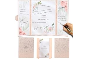 DeziWood Retirement Party Decorations, Happy Retirement Guest Book Alternative, Retirement Gifts for Coworker Women Men, Farewell Party Supplies Going Away Gifts for Office (Pink)