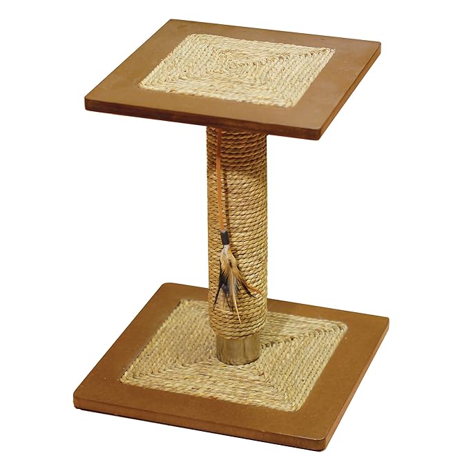Rosewood Seagrass Cat Scratching Play Post With Stylish Square Wooden