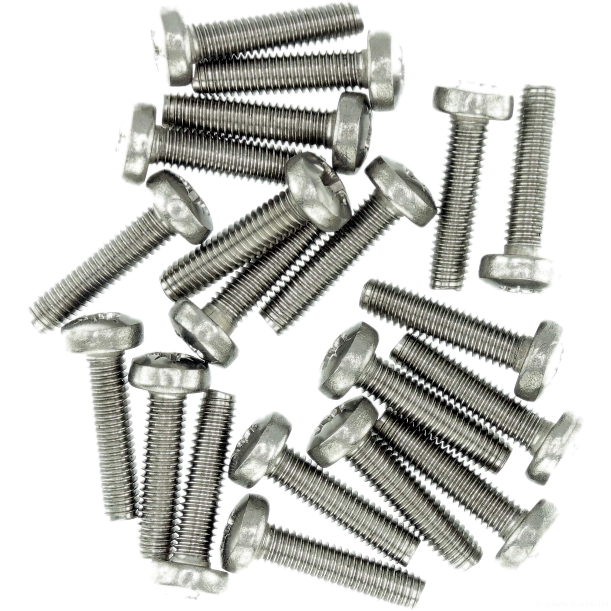 M2.5 (2.5mm x 12mm) Pozi Pan Thread Rolling Screw - Stainless Steel (A2) (Pack of 20)