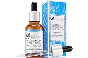 ECLAT SKINCARE Hyaluronic Acid Serum for Face WITH 10 ANTIOXIDANTS +VITAMIN C & E +Aloe +WITCH HAZEL - 100% Organic & Vegan Moisturizing Anti-Aging Face Serum for Hydrating, Firming and Plumping Skin