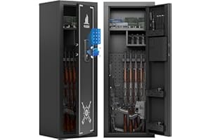 KAER Biometric Gun Safe Rifle,Gun Safes for Rifles and Pistols Holds 14-15 Firearms with Adjustable Racks & Pistol Storage,Fingerprint Keypad Lock Gun Cabinet for Home Home & Hunting for Enthusiasts