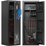 KAER Biometric Gun Safe Rifle,Gun Safes for Rifles and Pistols Holds 14-15 Firearms with Adjustable Racks & Pistol Storage,Fingerprint Keypad Lock Gun Cabinet for Home & Hunting for Enthusiasts