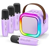 Mini Karaoke Machine for Kids, 2026 TOP Toys Birthday Gifts Ideas for Girls Ages 4, 5, 6, 7, 8, 9, 10, 12+ Years Old, Portable MP3 Player with 4 Wireless Mics for Family Home Party