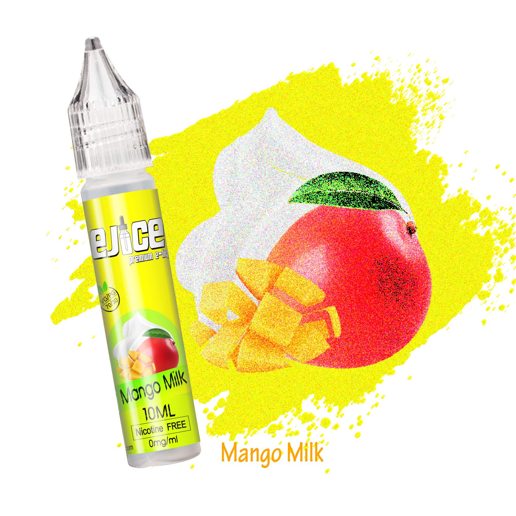 5 X 10ml E-liquide pour Cigarette Electronique Liquide sans Nicotine ni Tabac avec 70% VG 30% PG de Fruits (Citron framboise, Litchi à fleurs de cerisier, Gâteau au citron, Lait de mangue, Orange)