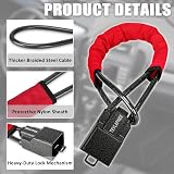 Tevlaphee Upgraded Steering Wheel Lock with Seat Belt Lock Red 3 Keys view 4
