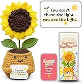 THEGIFTY Emotional Support Crochet Sunflower Doll – Handmade Affirmation for Women, Friends, Moms, Teachers – Positive Crochet Flower Pot with “You are The Light” Message