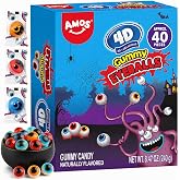 AMOS 4D Gummy Eyeballs, Approx 40 Pieces Halloween Candy, Colorful eyeball-shaped gummies with a chewy bite, perfect for Halloween parties, trick-or-treat bags, and candy bowls.