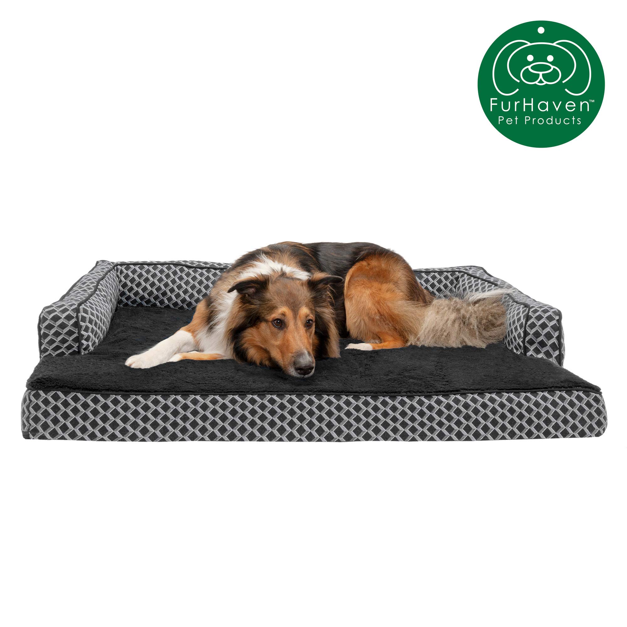 Furhaven Pet Dog Bed | Orthopedic Sofa-Style Traditional Living Room Couch Pet Bed w/ Removable Cover for Dogs & Cats - Available in Multiple Colors & Styles