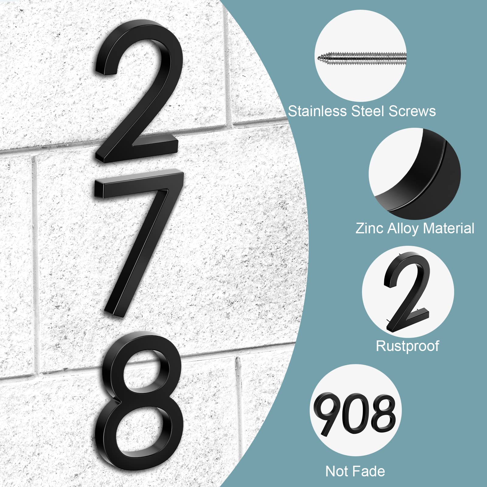 Mua 6" Floating Stainless Steel Address House Number, Modern Metal Anti ...