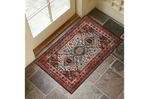 Collive Indoor Door Mat Retro Floor Mat, Non Slip Washable Doormat Quickly Absorb Welcome Mats Low Pile Door Mats Inside Entryway Carpet Front Door Rug for Entrance - 24" x 36"