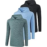 Ullnoy 3 Pack: Youth Boys Long Sleeve Hoodie Shirts dry fit hoodies for teen boys Active Long Sleeve Hoodie Sweatshirts