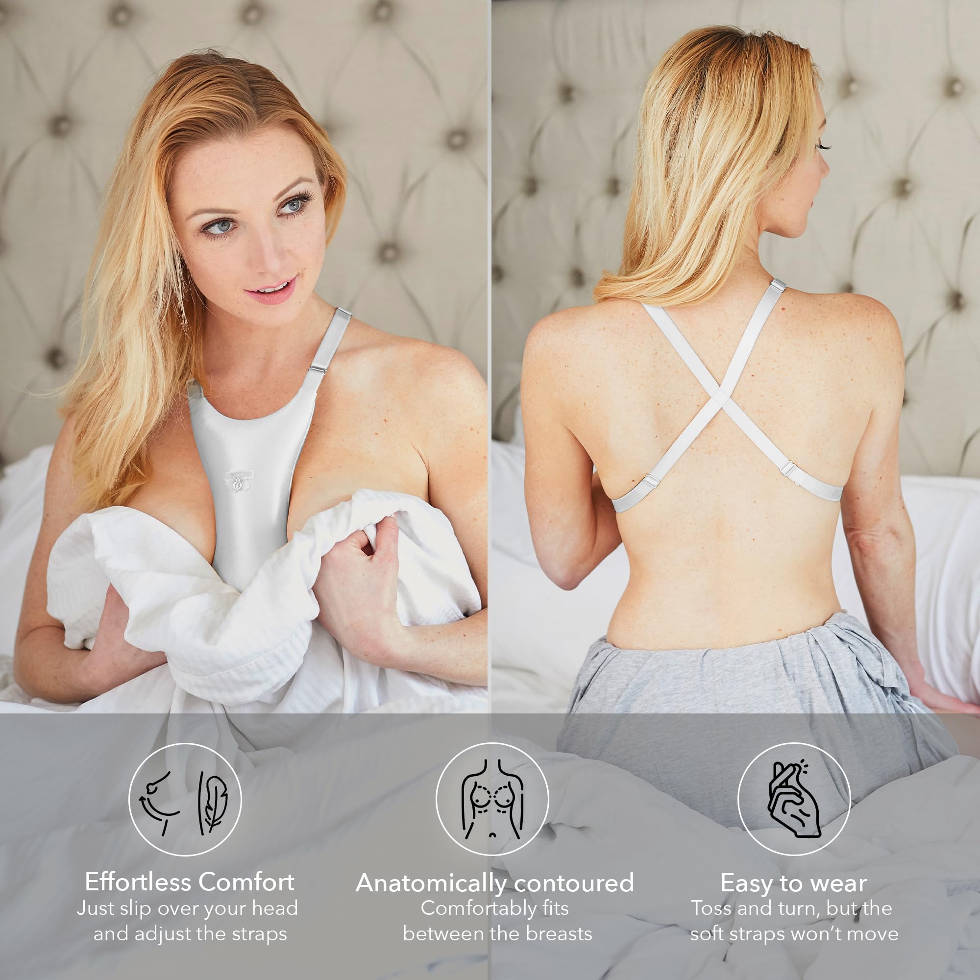 Intimia Breast Pillow for Chest Wrinkles and Side Sleeping - Chest Pillow for Wrinkle Prevention and Breast Support (Silver)