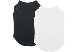 Dog Shirts Clothes, Chol&Vivi Dog Clothes T Shirt Vest Soft and Thin, 2pcs Blank Shirts Clothes Fit for Extra Small Medium Large Extra Large Size Dog Puppy, Large Size, Black and White