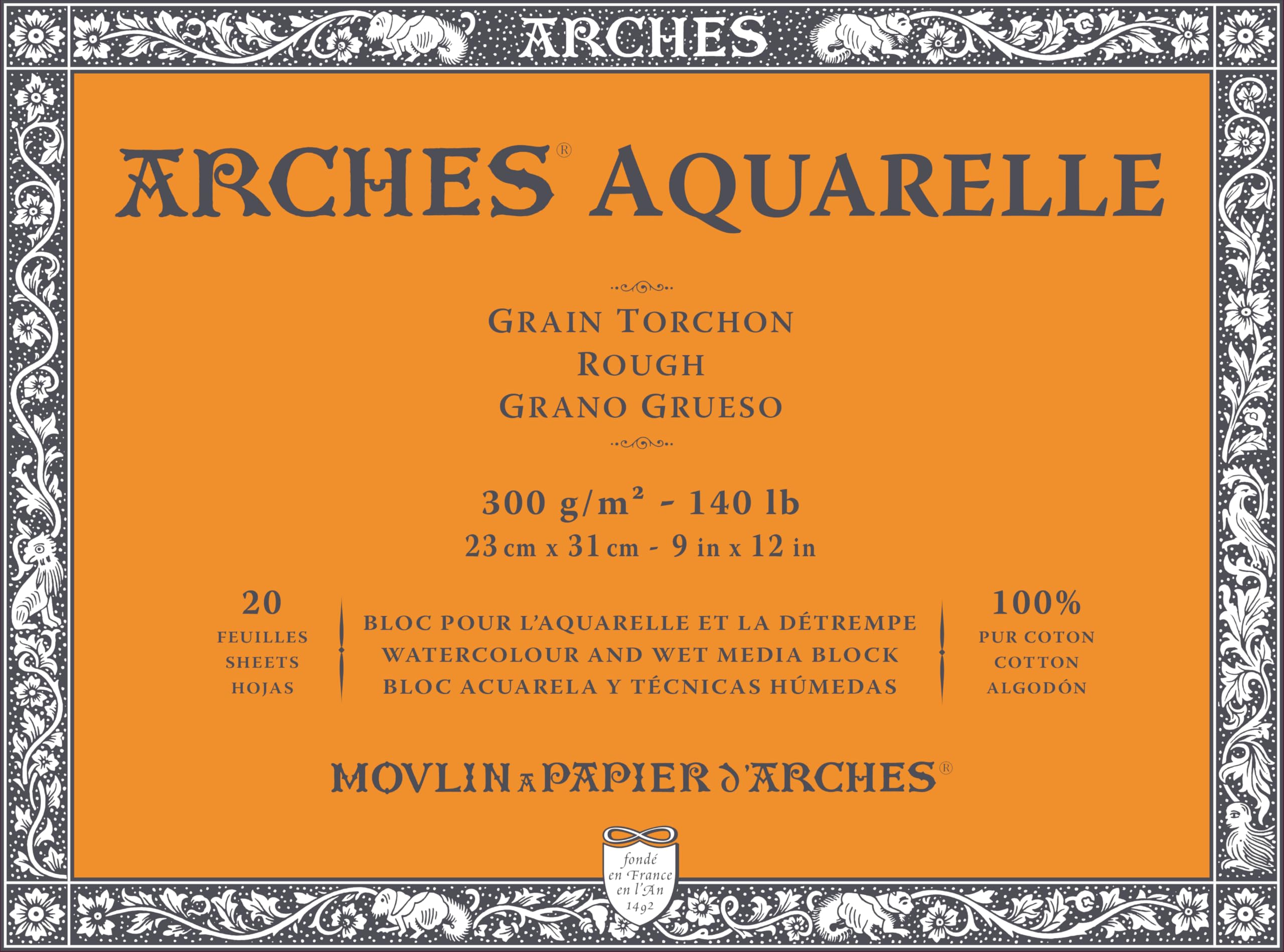 Arches Aquarelle 100% Thick 300g Pad Glued 4L 23x31 20 Sheets Natural White