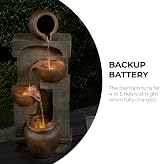 Teamson Home Solar Powered Water Feature 4 Tier Pot Fountain with LED Lights view 8