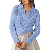 ANRABESS Womens Cable Knit Sweaters Long Sleeve V Neck Sweater Tops Casual Pullover Polo Shirts 2025 Fall Fashion Outfits