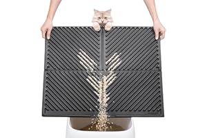 Conlun Cat Litter Mat, Oblique Groove Design Cat Mats for Litter Trapping, Single Layer Kitty Litter Mat for Easy Cleaning, Waterproof, Soft on Paws, Ideal Solution for Tidy Homes(Black,30"x24")
