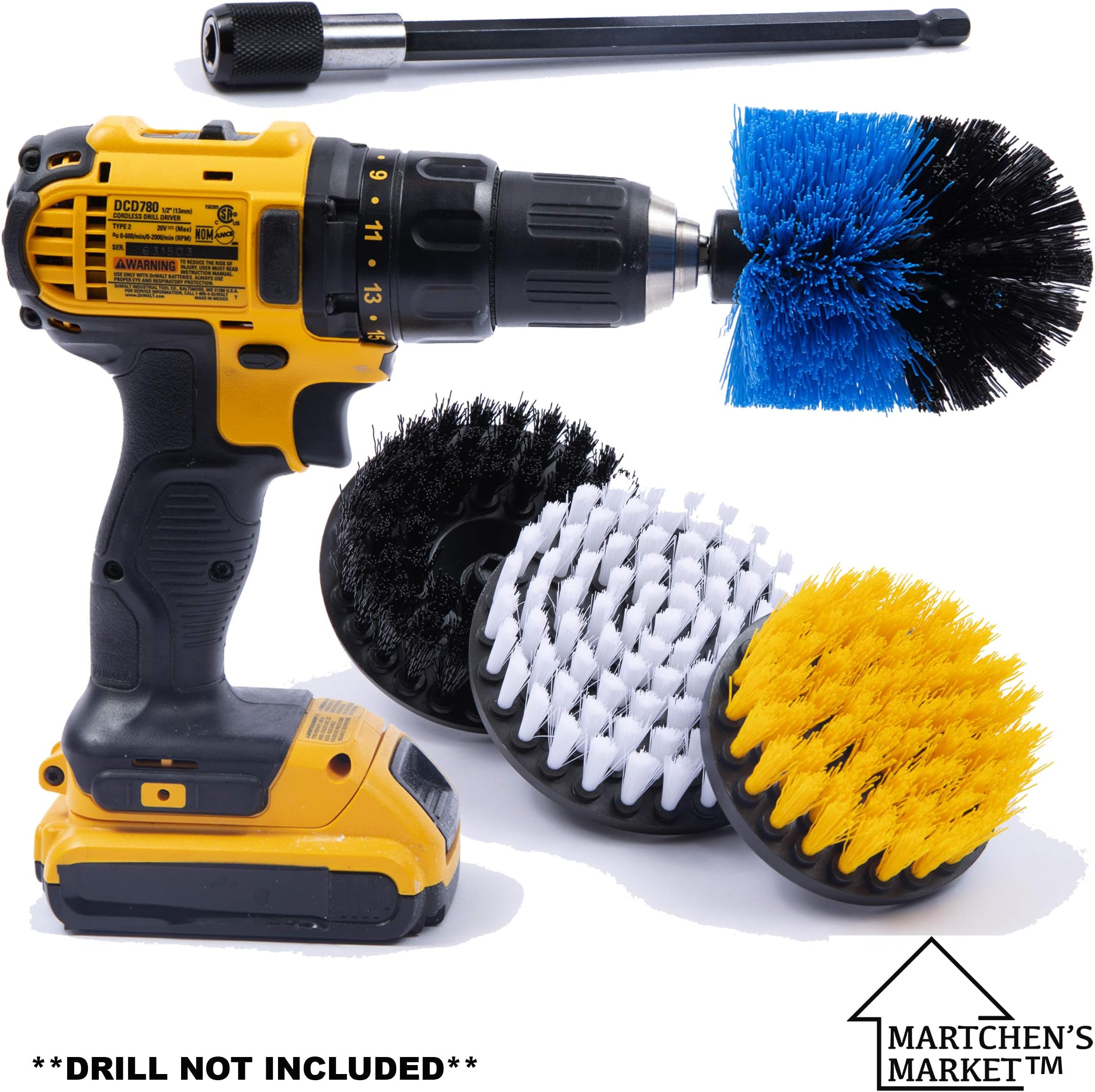 Drill Brush Attachment Power Scrubber Set with 6in Extender for a Cleaner Home. These scrubbing Brushes can Clean The Bathroom, tub, Kitchen, Shower, Grout, Tile.Drill not Included