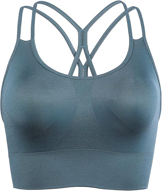 Heflashor Women's Sports Bra without Underwire Seamless Padded Stretch Bustier Bralette Soft