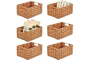 mDesign Woven Farmhouse Kitchen Pantry Food Storage Organizer Basket Bin Box - Container Organization for Cabinets, Cupboards