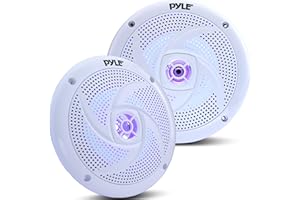Pyle Marine Speakers - 4 Inch 2 Way Waterproof and Weather Resistant Outdoor Audio Stereo Sound System with LED Lights, 100 W