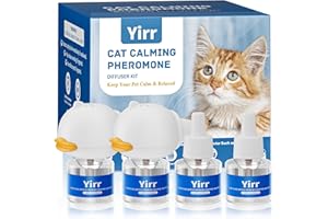 Yirr Cat Calming Diffuser, Therapet MD Cat Diffuser, Cat Pheromones Calming Diffuser, Multicat Calming Diffuser, Relaxing Pheromone for Cat Relief Stress Anxiety Fighting Scratching, 2Diffuser 4Refill
