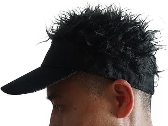 sun visor hat with hair