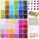 YITOHOP Bicone Glass Beads,1500pcs 48 Colors 6mm Sparkly Crystal Beads, Faceted Bracelet Beads Loose Craft Bead for Friendship Bracelet Necklace Earring Jewelry Making