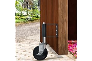 Ronlap Gate Caster Wheels Spring Loaded for Wooden Metal Tube Swing Fence Farm Vinyl Outdoor Gate Heavy Duty, 220 Lbs, 4 Inches with Brake, Black