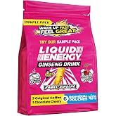 VITAL 4U Liquid Energy Sample Pack, 6 Ready-to-Drink Energy Shot Pouches | 3 Original Coffee, 3 Chocolate Cherry | 175 mg Caffeine per Pouch