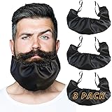 Beard Bandana Black (3 Pack XL Size) with Laundry Storage Bag, Beard Bib Bonnet Facial Apron Caps Beard Guard Cover by Fideli