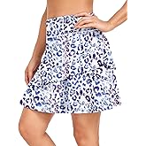 WOWENY Women's Active Skort Athletic Ruffle 17" Pleated Tennis Skirt with Pocket for Ladies Running Golf Workout