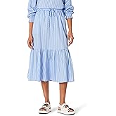 Amazon Essentials Women's Mid-Rise A-line Cotton Sateen Tiered Midi Skirt (Top Sold Separately)