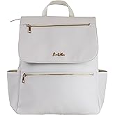 Roo and Bear Premium Vegan Leather Diaper Bag Backpack – Large Designer Baby Bag, Stylish Diaper Backpack with Stroller & Crossbody Straps & Multiple Compartments (Ivory)