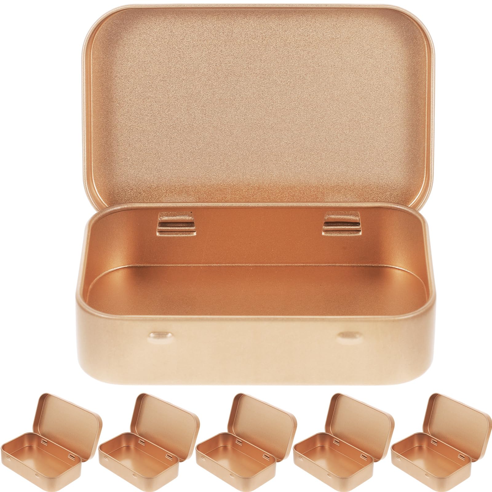 6 Pcs Small Rectangular Metal Tin Boxes with Lids, Portable Storage Containers for Jewelry, Crafts, and Small Items