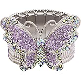 rneyflow Elegant Wedding Bridal Austrian Crystal Butterfly Shaped Stretch Bangle Elastic Brides Bridesmaid Bracelet Jewelry for Women
