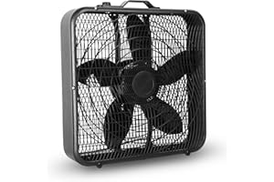 Xcity 20-Inch Box Fan, 3-Speed Quiet 2000 CFM Powerful Airflow, 70W Portable Floor Fan with Carry Handle for Bedroom, Office & Living Room, Black