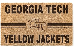 KH Sports Fan Georgia Tech Yellow Jackets Logo Team Coir Doormat, Multi (1063100239) , Brown