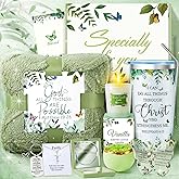 Fortuning's JDS 13PCS Christian Gifts for Women Faith- Inspirational Religious Catholic Gifts Basket, Green Self Care Package Get Well Soon Gifts,Birthday Gifts, for Mom Her Wife Girlfriend Friend