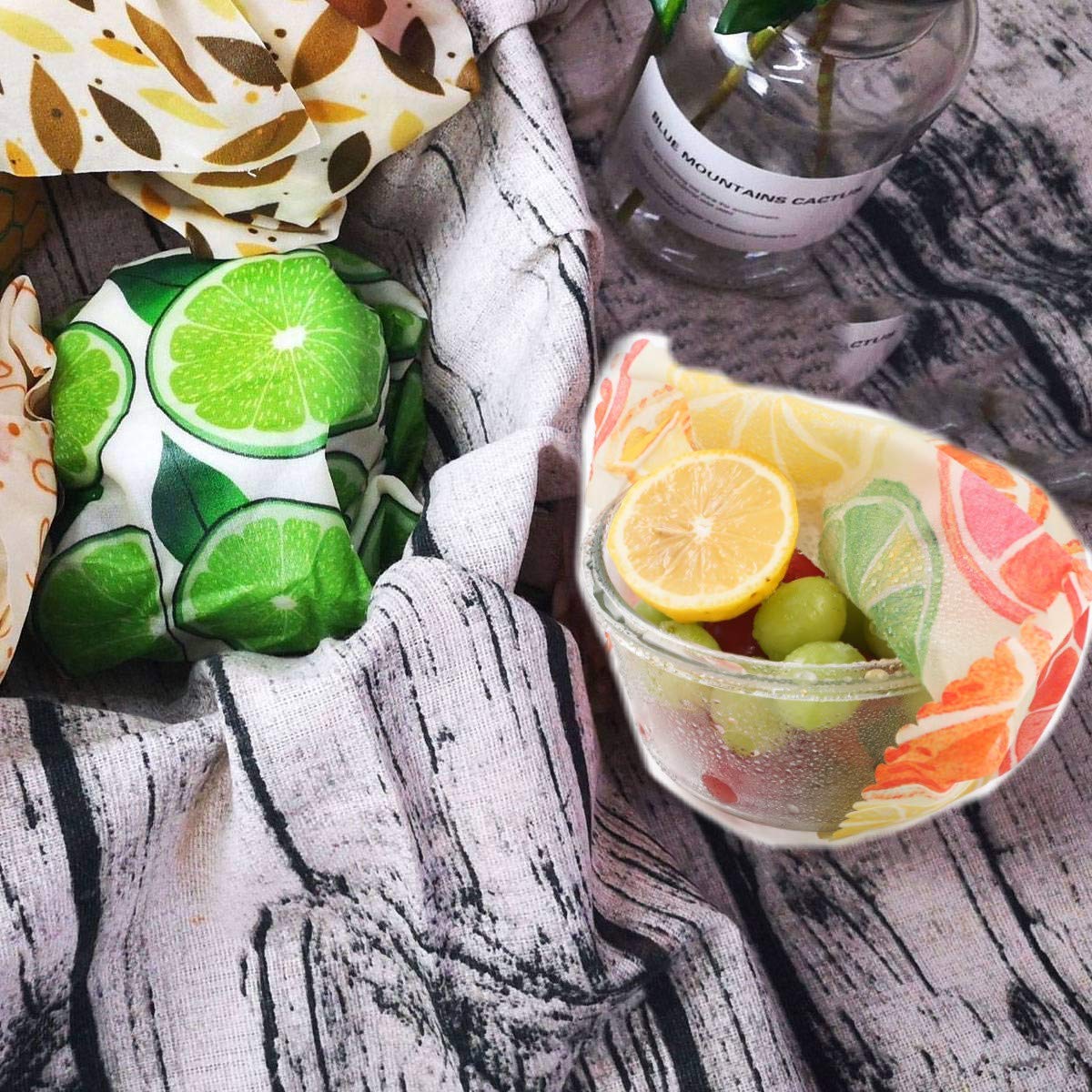 POWERbeast Beeswax Wrap Reusable Organic Beeswax Food Packaging Eco Friendly, Zero Waste, Alternative to Cling Film, Washable Reusable Wax Food Wrap - Set of 3 (Large, Medium, Small)