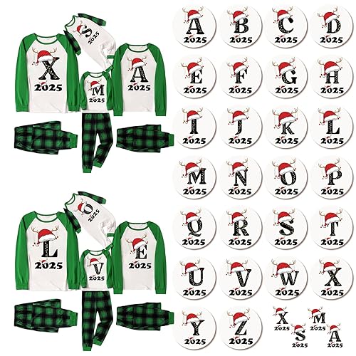 Matching Christmas Pyjamas Couples, Family Christmas Pyjamas Set Mens Womens Letter Printed Xmas Matching Pyjama Kids Pjs Family Cartoon Cute Boys Girls Christmas Pj, Letter A 0-3 Months