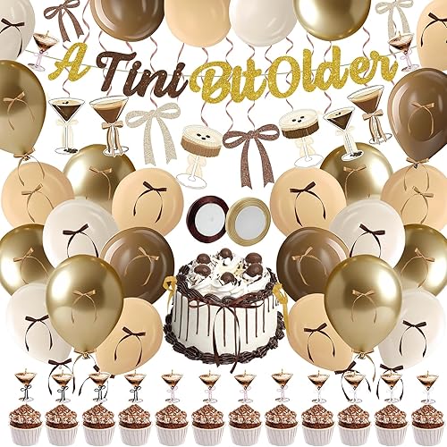 Scawim Espresso Martini Decor, A Tini Bit Older Birthday Decorations Glitter Tini Cakes Topper Hanging Swirls for Girls Women Bachelorette Bridal Shower Tini Bar Themed